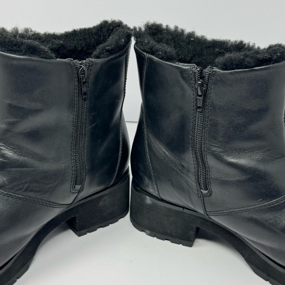UGG Black Platform Combat Boots Side Zip Women Size 10 - Picture 3 of 6